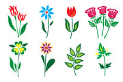 set of flowers, icons, vector