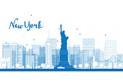 Outline New York city skyline