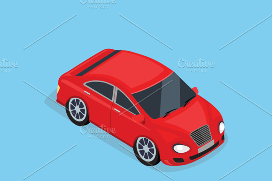 3d Isometric Sedan Automobile in Objects - product preview 8