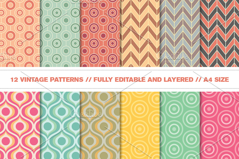 Vintage Retro Vector Patterns in Patterns - product preview 8