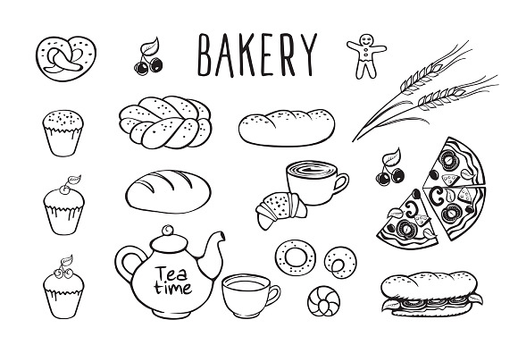 Hand drawn food elements. in Objects - product preview 5