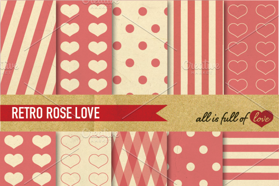 Rose Pink Background Vintage Papers in Patterns - product preview 8