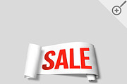 White sale signs, paper banners