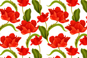 Seamless pattern with tulip flower