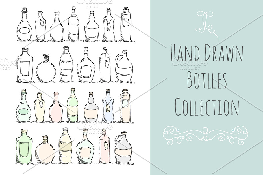 Set of doodle bottles in Objects - product preview 8