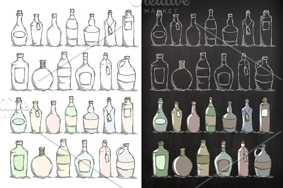 Set of doodle bottles in Objects - product preview 1