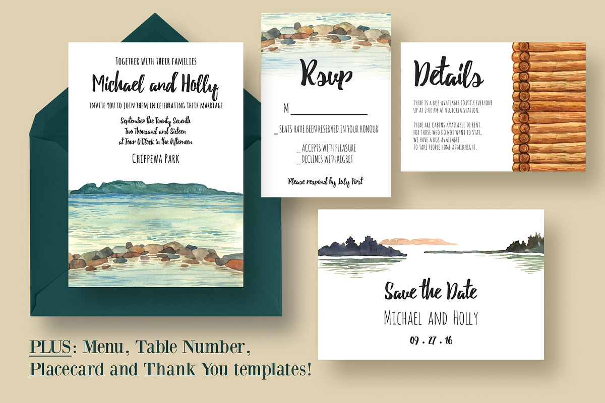 Cabin at the Lake Wedding Suite in Wedding Templates - product preview 8