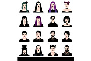 Set avatars male and female goths