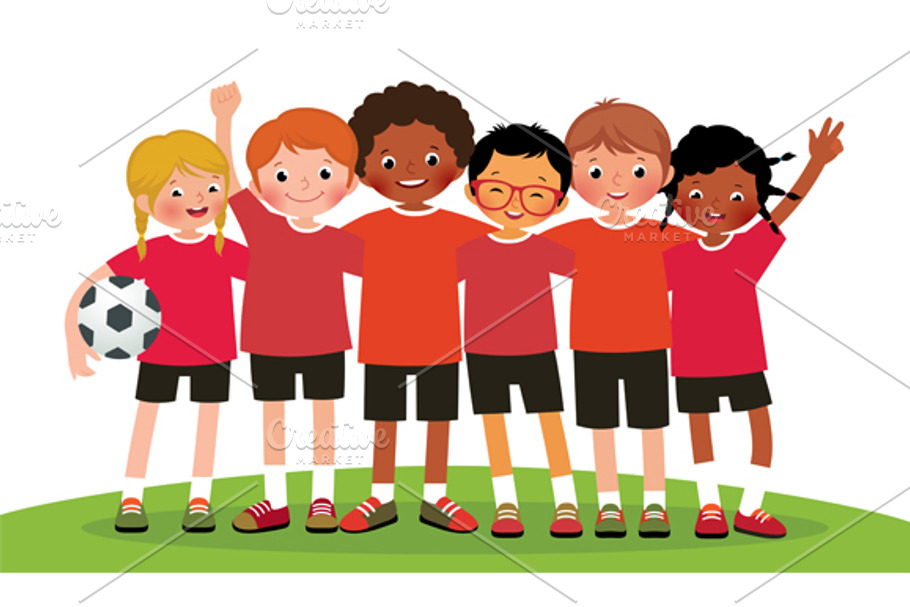 Group kids soccer in Illustrations - product preview 8