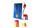 Credit card with gas pump nozzle