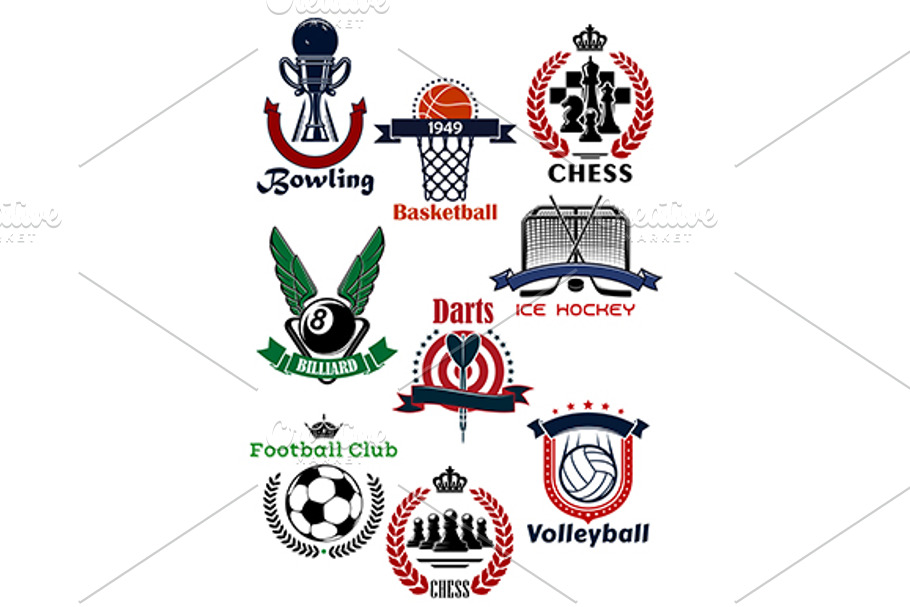 Sport games symbols and icons set in Graphics - product preview 8