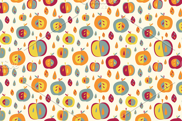 Apple and pear seamless pattern.