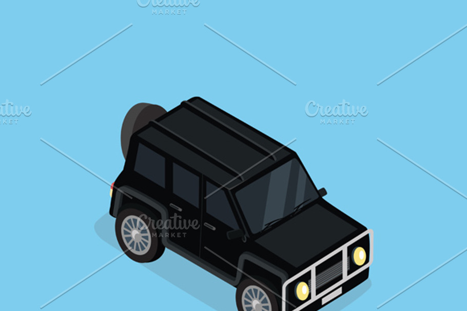 Isometric Safari off Road Car in Objects - product preview 8