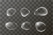 Different transparent water drops