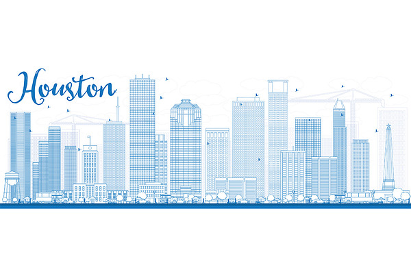 Outline Houston Skyline | Custom-Designed Illustrations ~ Creative Market