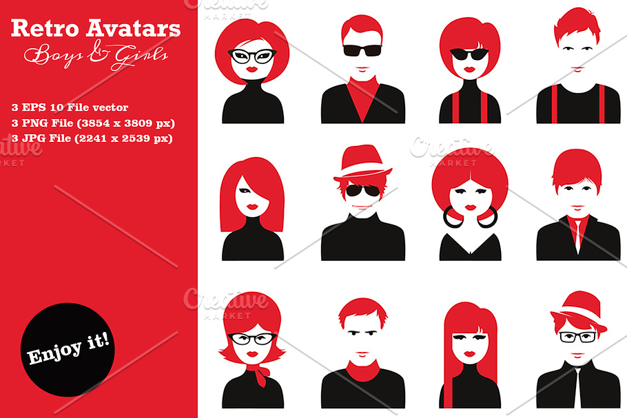 Boys & Girls Retro Avatars in Avatar Icons - product preview 8