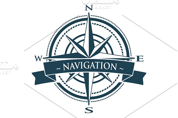 Vector Compass Rose Navigation Logo in Logo Icons - product preview 2