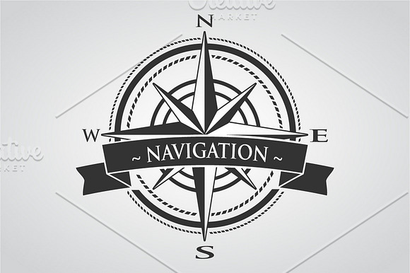Vector Compass Rose Navigation Logo in Logo Icons - product preview 3