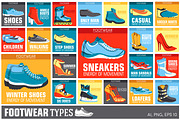 collection set of shoe wear - Vector