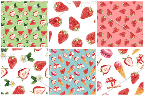 Watercolor strawberry delicious  in Patterns - product preview 1