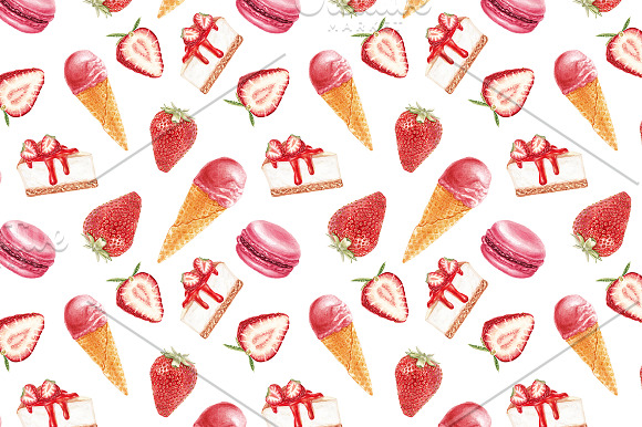 Watercolor strawberry delicious  in Patterns - product preview 2