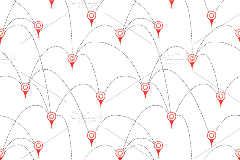 Red map pins with routes in Patterns - product preview 8
