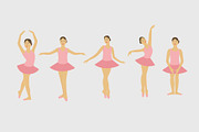 Young ballerina dancing set-vector.