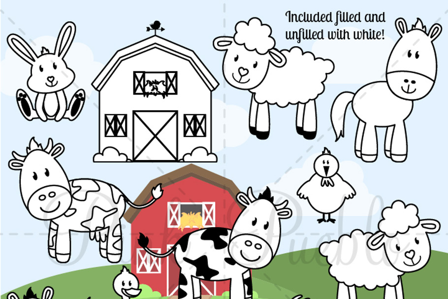 Farm Animals Digital Stamps