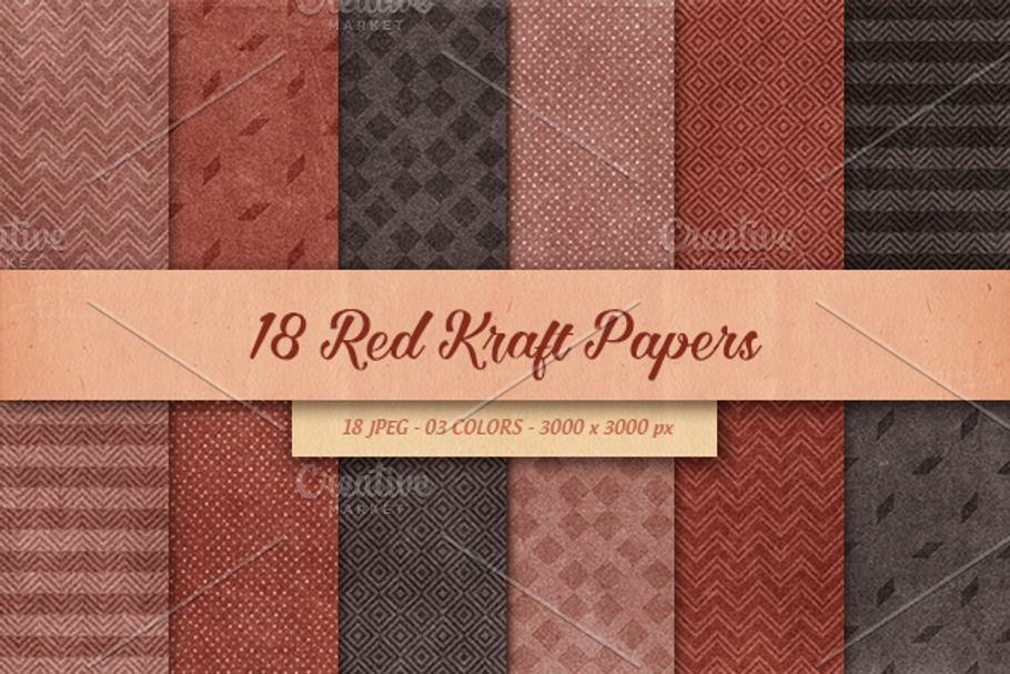 18 Red Kraft Papers in Textures - product preview 8