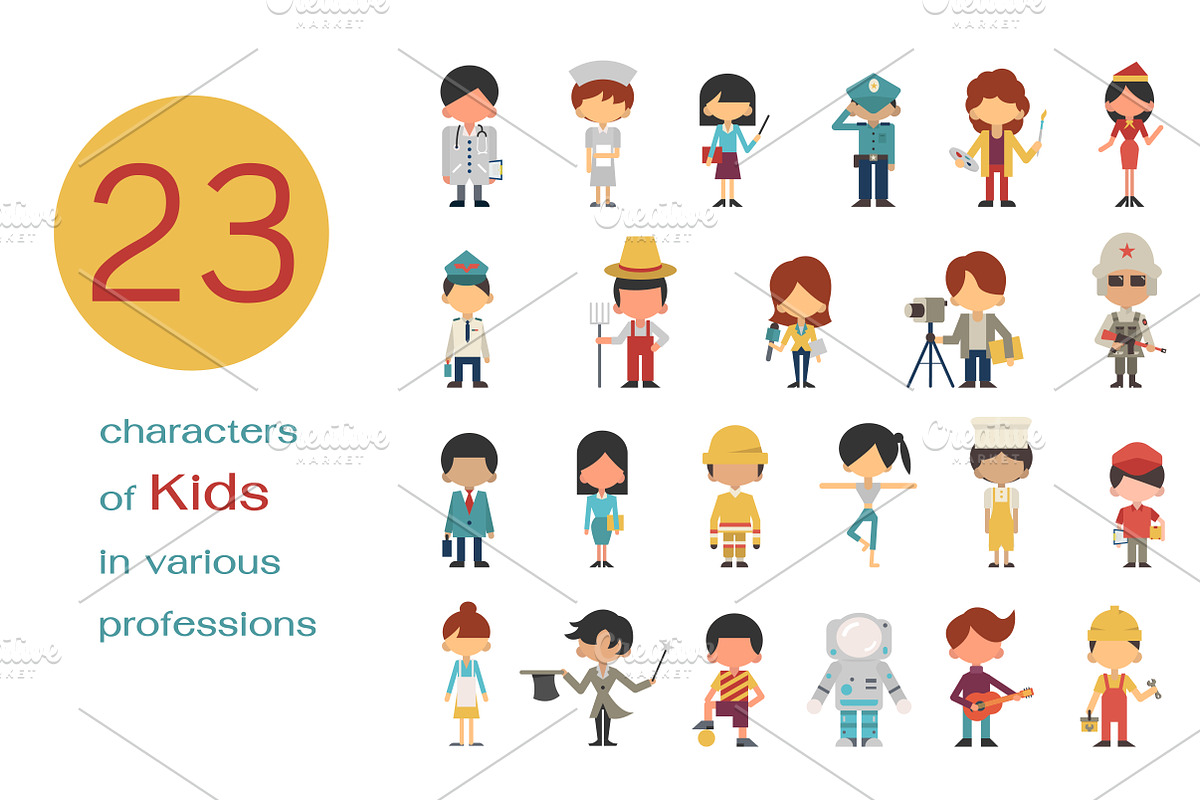 Kids in various professions in Illustrations - product preview 8