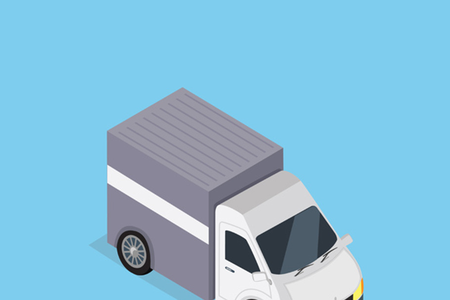 Isometric Delivery Car Icon in Illustrations - product preview 8