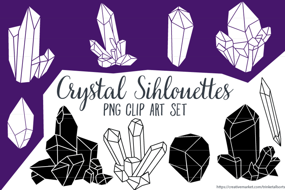 Crystal Silhouettes Clip Art PNG