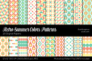 Retro Summer Colors Digital Papers 