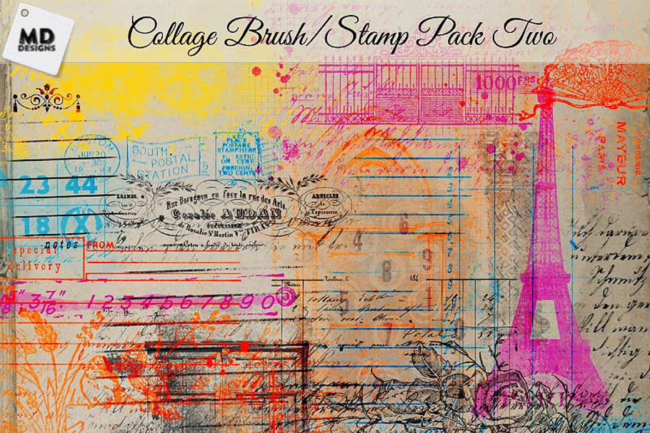 Collage Style Brushes and Stamps in Photoshop Brushes - product preview 8