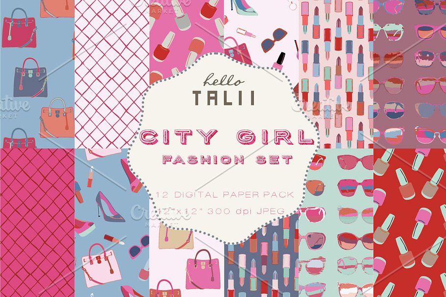 City Girl Fashion Set Digital Paper