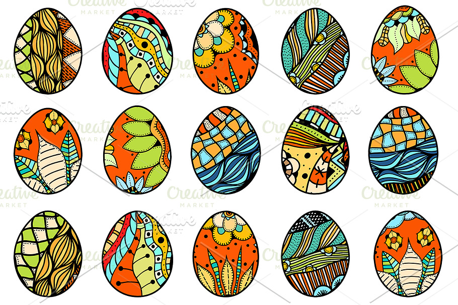 Hand drawn easter eggs in Graphics - product preview 8