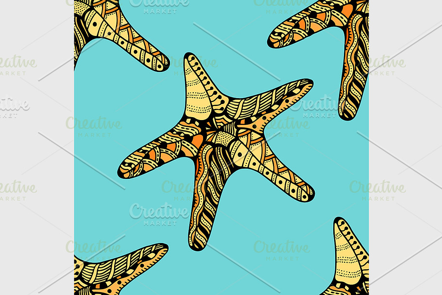 Seamless background of Starfish.