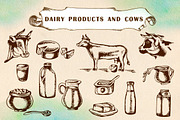 Vintage dairy products and cows