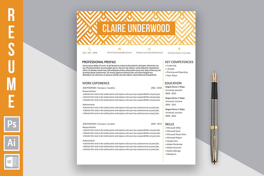 Resume Template "Claire Underwood" g
