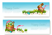 Two Happy Easter Banners.
