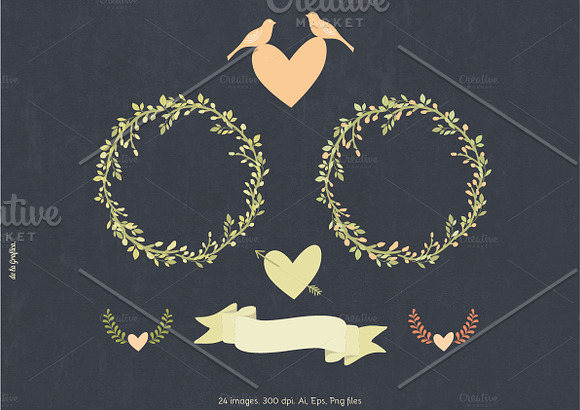 Chalkboard Wreaths Collection in Illustrations - product preview 2