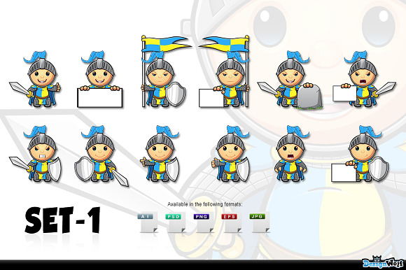 Blue & Yellow Knight - Set 1 in Illustrations - product preview 1