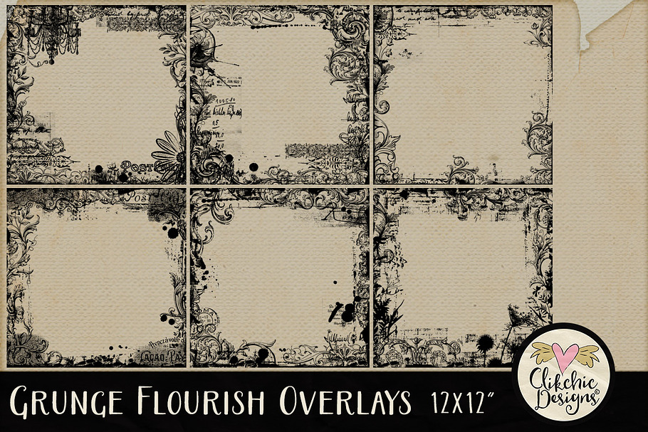 Grunge Flourish Overlays in Textures - product preview 8