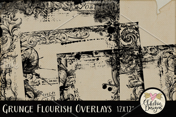 Grunge Flourish Overlays in Textures - product preview 1