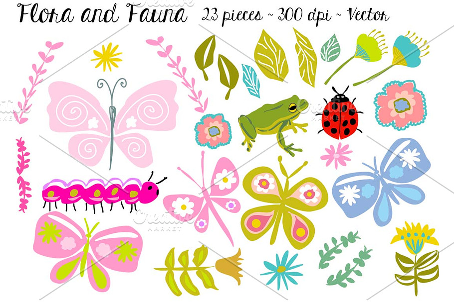 Butterflies Flowers Clip Art in Illustrations - product preview 8