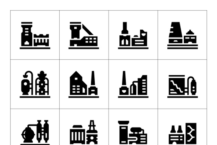 Set icons of factory in Graphics - product preview 8