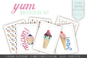 Watercolor Patterns Muffin Ice Cream