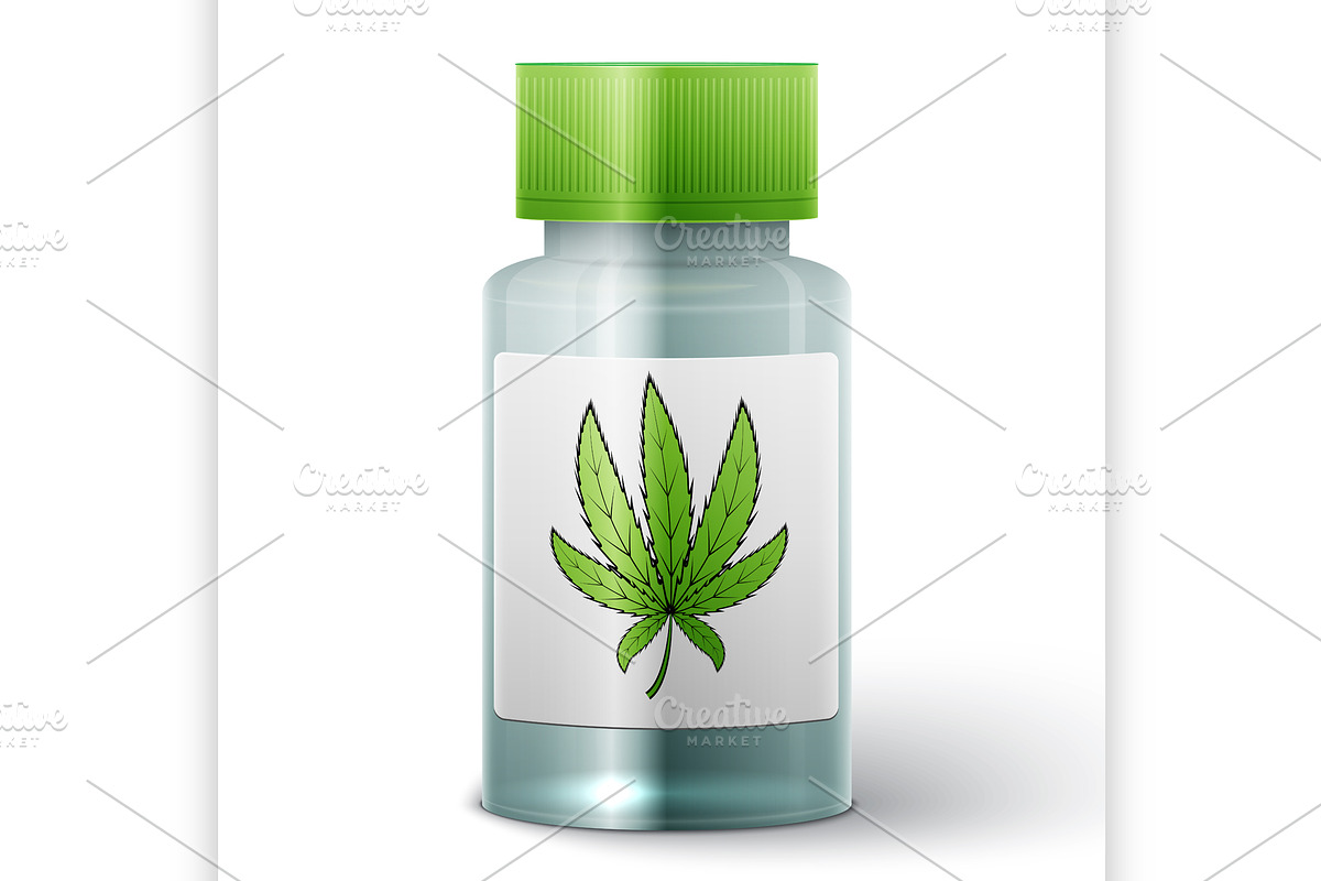 bottle with medical marijuana in Illustrations - product preview 8