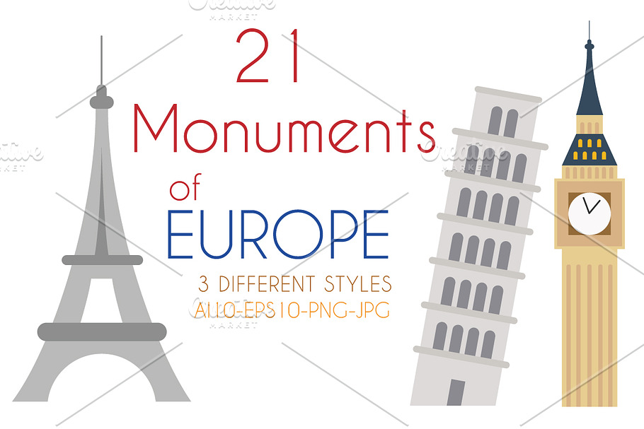 21x Monuments of Europe in Illustrations - product preview 8