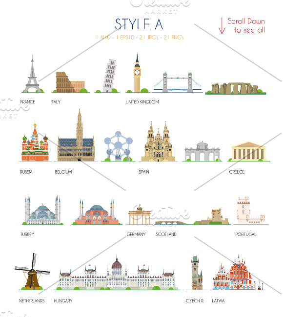 21x Monuments of Europe in Illustrations - product preview 1